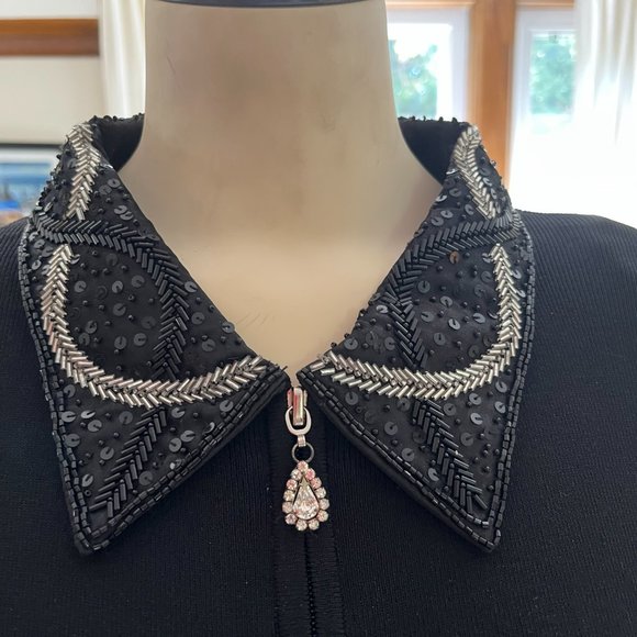 St. John Black Cardigan with Silver Accents - Picture 2 of 7